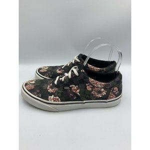 VANS Classic Checkered Roses Black White Low Top Skate Shoes Women Sz 6